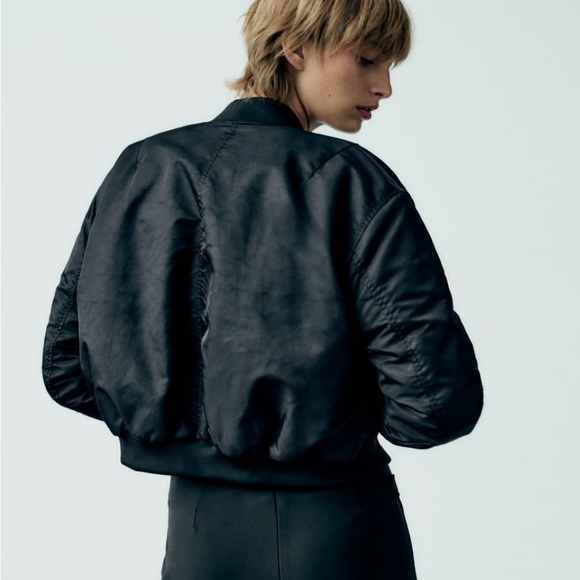 🖤 Crop Nylon Bomber Jacket & Zippered Nylon Skirt Set 🖤 - Picture 2 of 6